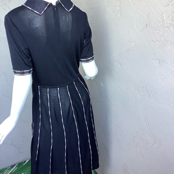 Escalier Sheer Black Sweater Dress with Beaded Accents - Picture 2 of 9